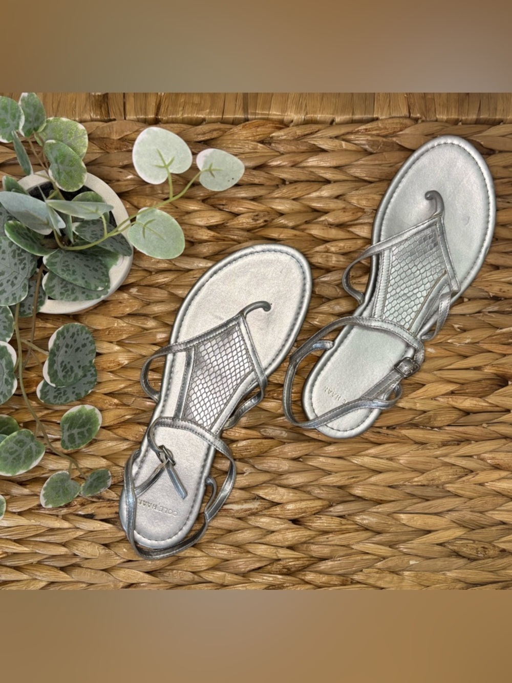 Cole Haan Silver Leather Sandals